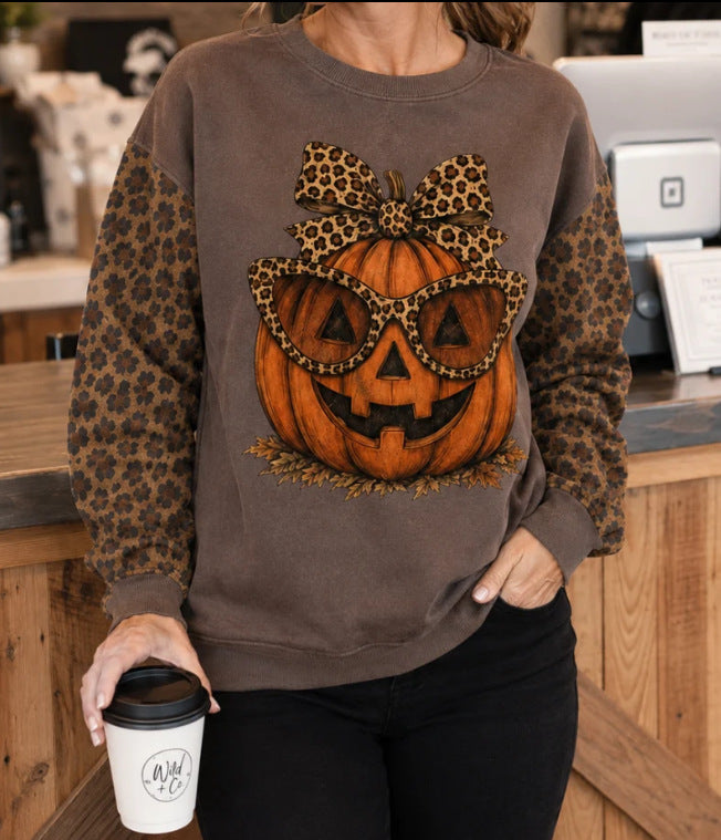 Women's Casual Halloween Pumpkin Pullover Top