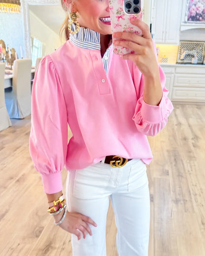 Leaf-edge patchwork top