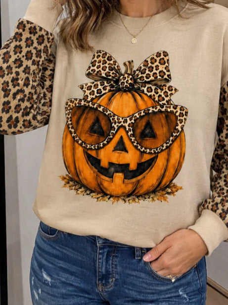 Women's Casual Halloween Pumpkin Pullover Top