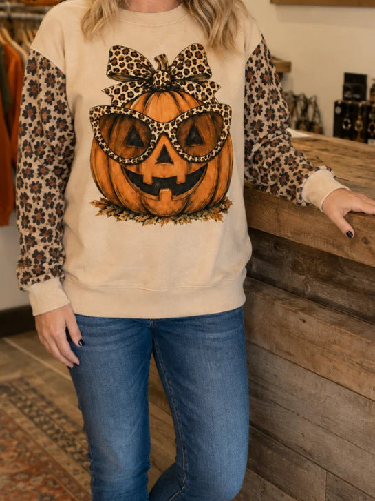 Women's Casual Halloween Pumpkin Pullover Top