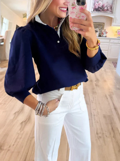Leaf-edge patchwork top