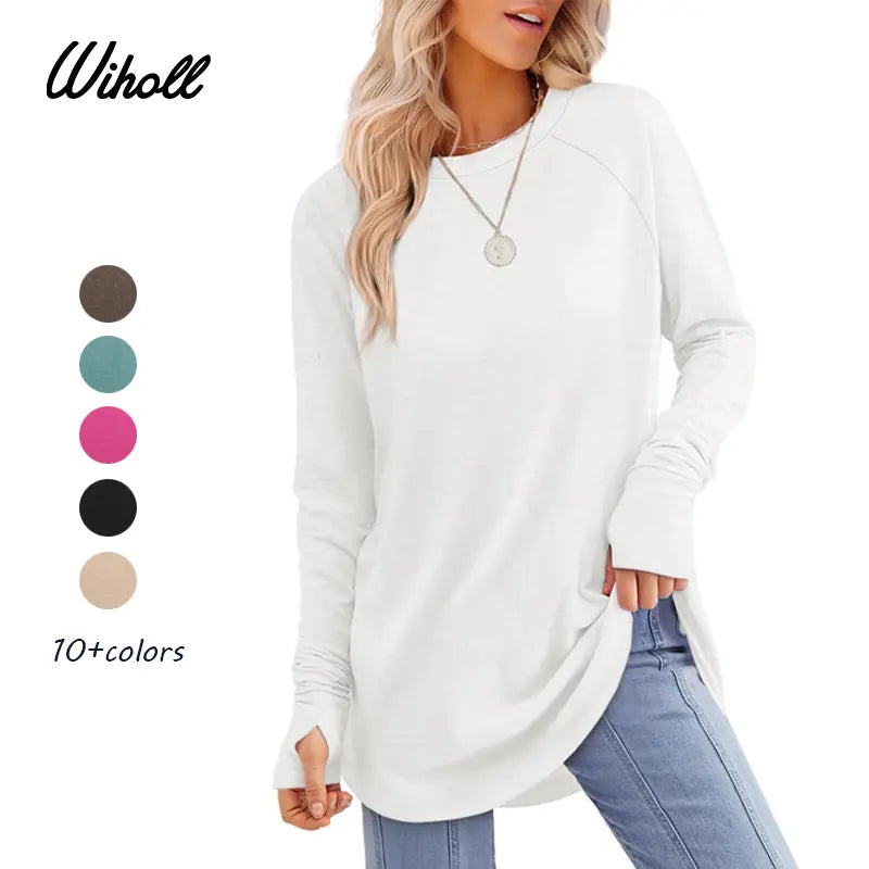 Women's Long Sleeve Crewneck Tunic Top