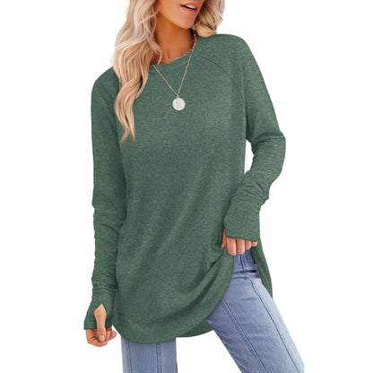 Women's Long Sleeve Crewneck Tunic Top