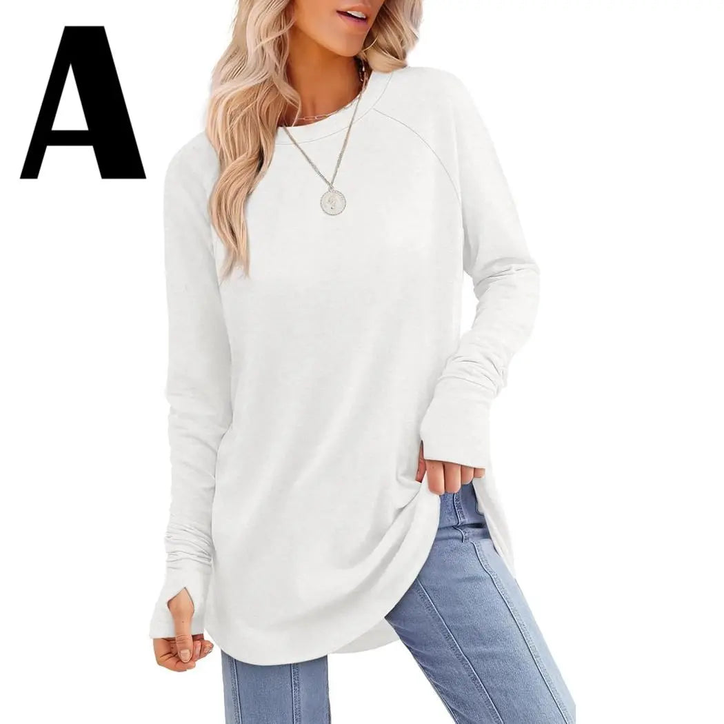 Women's Long Sleeve Crewneck Tunic Top