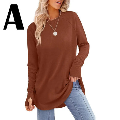 Women's Long Sleeve Crewneck Tunic Top