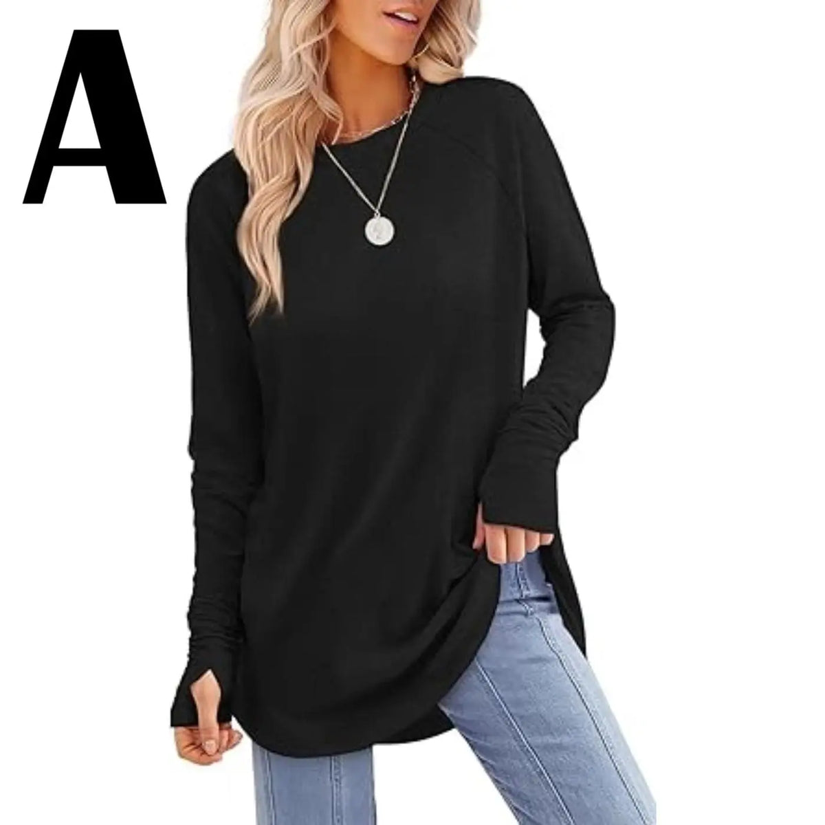 Women's Long Sleeve Crewneck Tunic Top