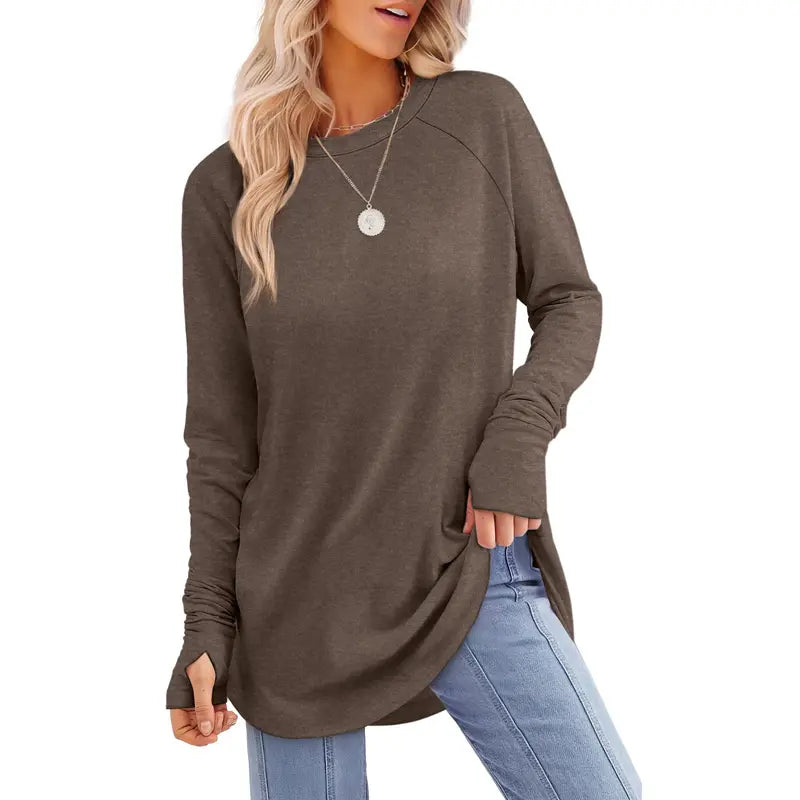 Women's Long Sleeve Crewneck Tunic Top