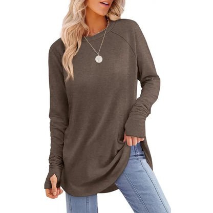 Women's Long Sleeve Crewneck Tunic Top