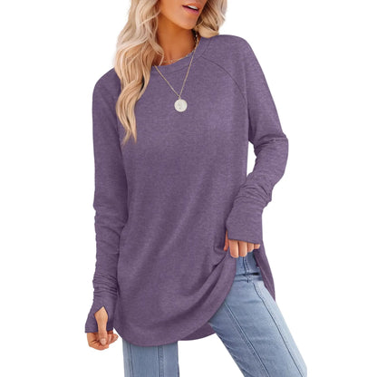Women's Long Sleeve Crewneck Tunic Top
