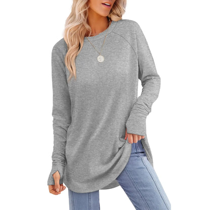 Women's Long Sleeve Crewneck Tunic Top