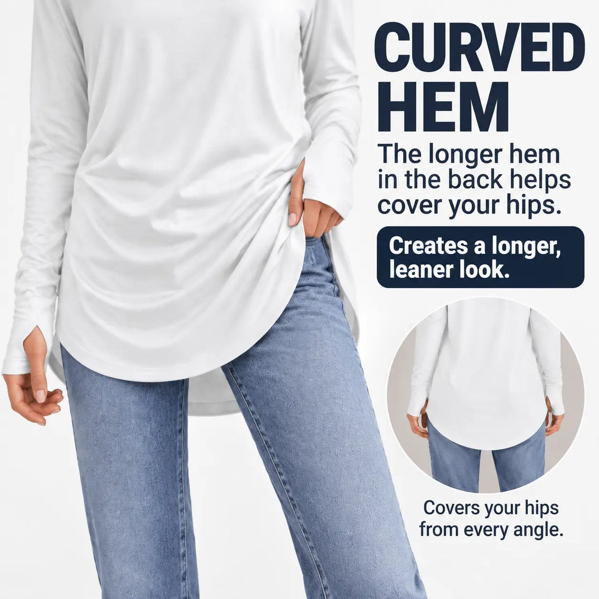 Women's Long Sleeve Crewneck Tunic Top